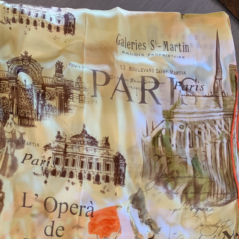 Vintage Les Merveilles Le’ Opera de Paris Silk Scarf 100% Silk City Scape